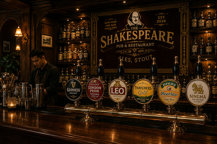 Wide selection of draught beers at The Shakespeare