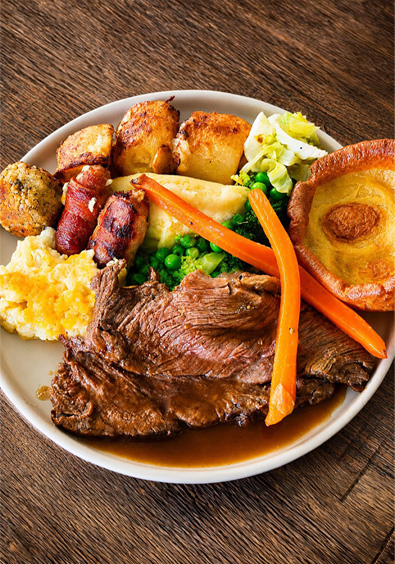Traditional British Sunday roast dinner